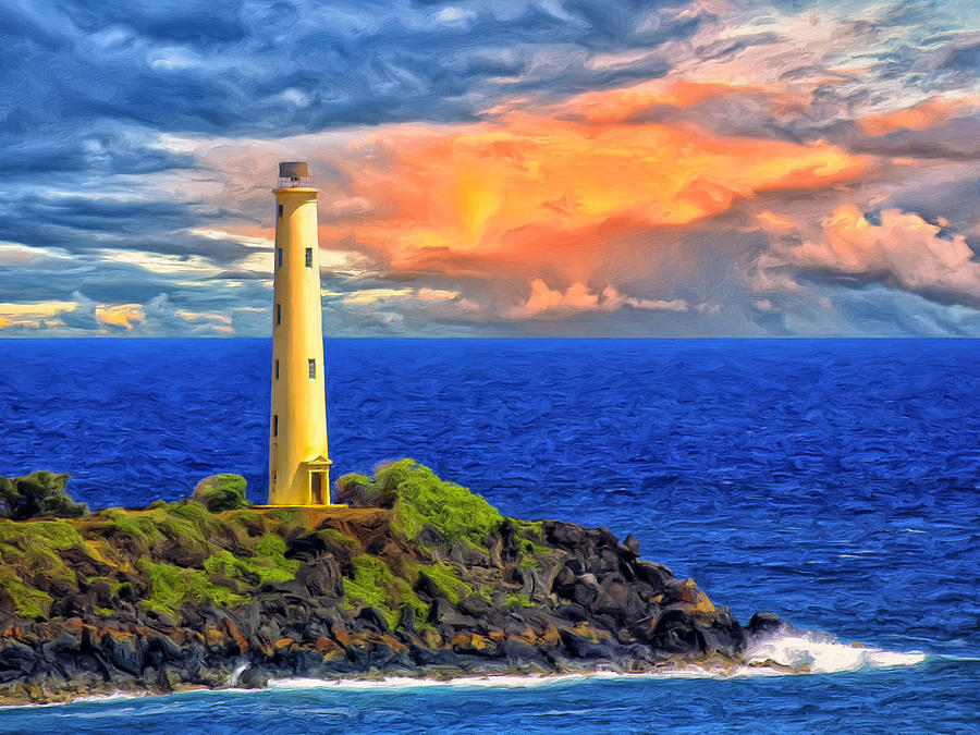 The Lighthouse at Nawiliwili Bay Painting by Dominic Piperata