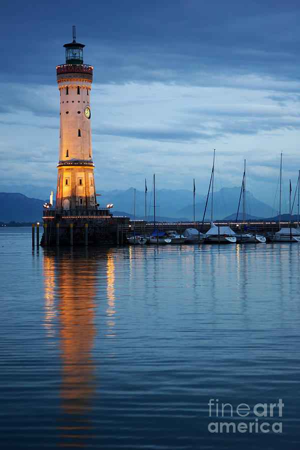 The lighthouse of Lindau by night Photograph by Nick  Biemans