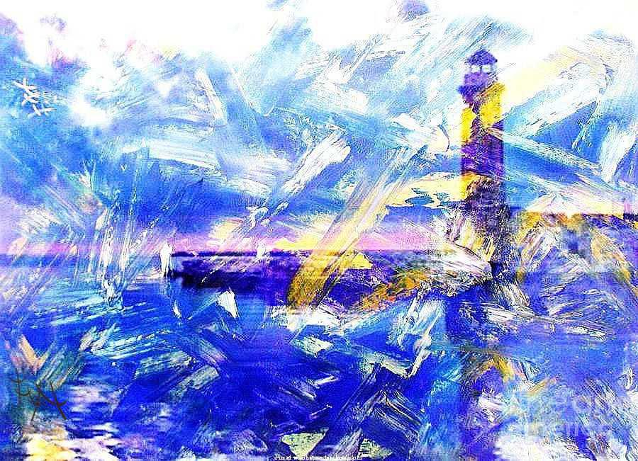 The LIGHTHOUSE THROUGH TURBULENT WATERS Painting by PainterArtist FIN