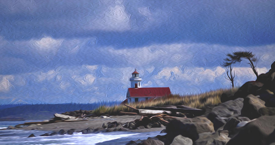 Tree Digital Art - The Lighthouse with the red roof. by Timothy Hack