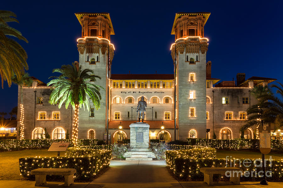 St. Augustine Nights Of Lights Photograph - The Lightner Museum at Twilight St. Augustine Florida by Dawna Moore Photography