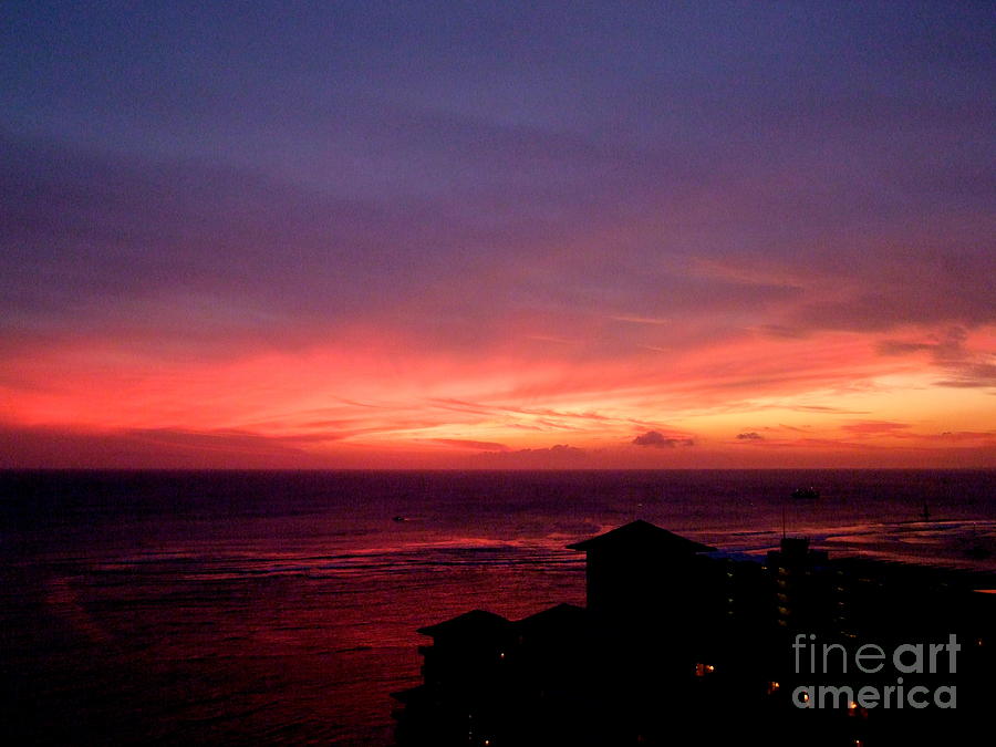 The Lights of a Waikiki Sunset Photograph by Mary Deal