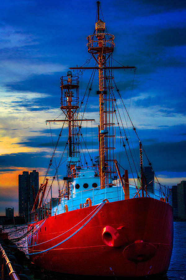 Sunset Photograph - The Lightship Nantucket by Chris Lord