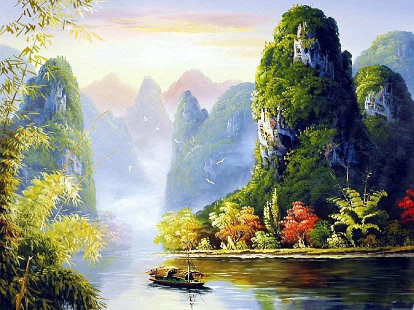 The lijiang river landscape Painting by Anny Huang - Fine Art America