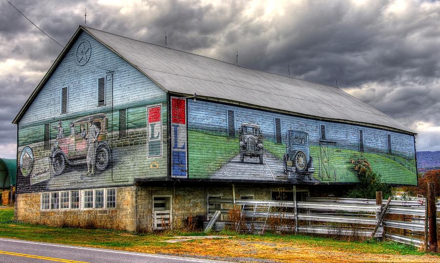 The Lincoln Highway in Bedford County Pa - Barn Mural at Bison Corral Farm Near Schellsburg No. 1 Photograph by Michael Mazaika