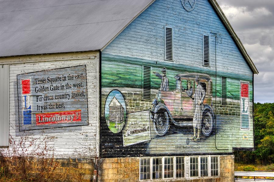 The Lincoln Highway in Bedford County Pa - Barn Mural at Bison Corral Farm Near Schellsburg No. 2 Photograph by Michael Mazaika