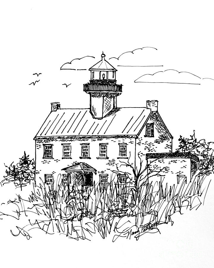 The Lines of East Point Light 2 Drawing by Nancy Patterson