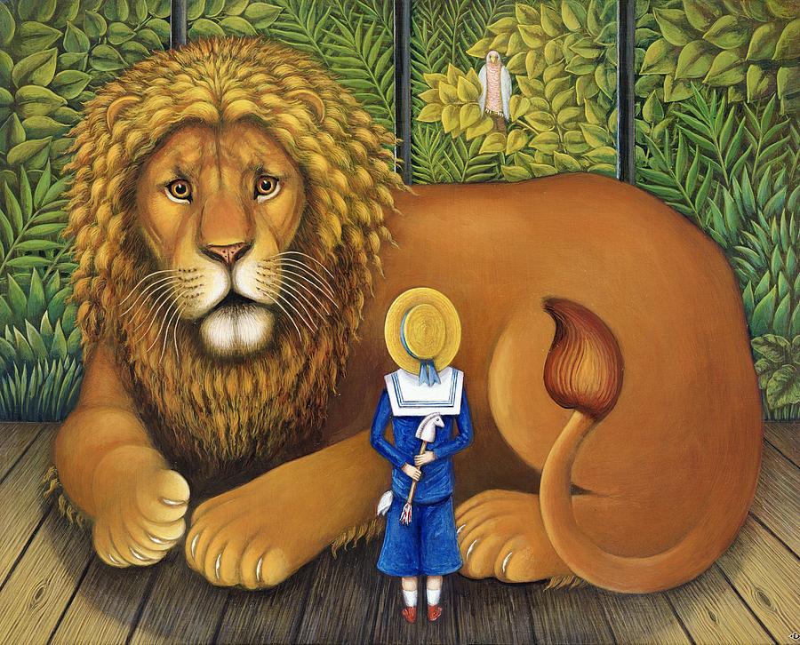 The Lion And Albert, 2001 Painting by Frances Broomfield