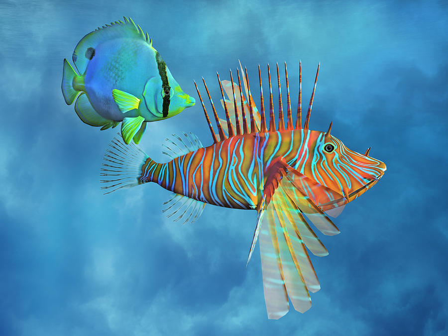 Fish Digital Art - The Lion and the Butterfly by Betsy Knapp