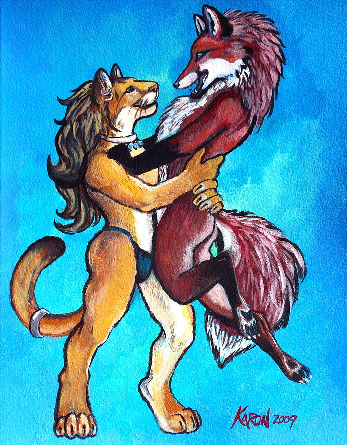 Animal Painting - The Lion and the Fox by Karon Melillo DeVega