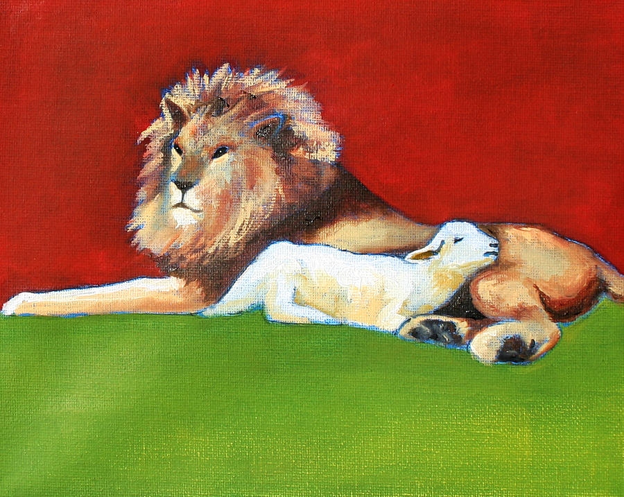 The Lion and The Lamb Painting by Carol Jo Smidt