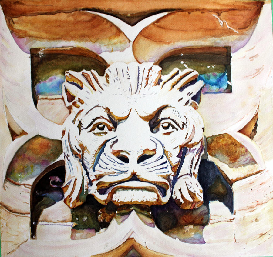 Architecture Painting - The Lion King  Stone Carving on Canadian Parliament Building by Christiane Kingsley