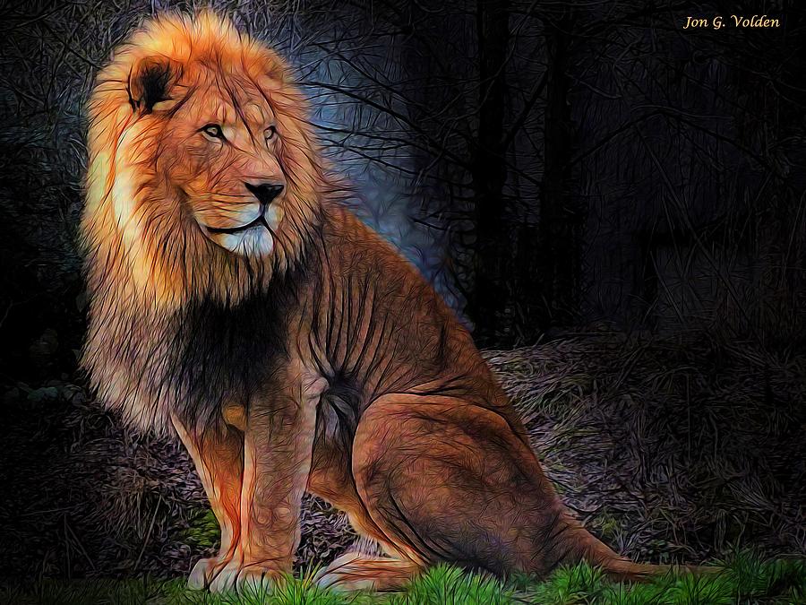 The Lion Sits Alone Painting by Jon Volden