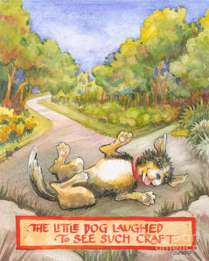 Puppy Painting - The Little Dog Laughed by Lora Serra Puppy Painting - The Little Dog Laughed by Lora Serra