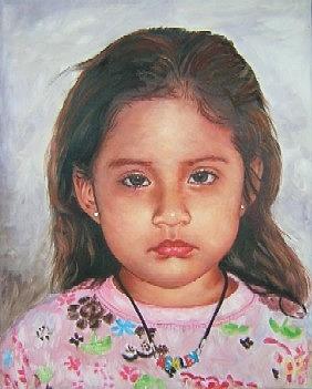 The little girl two Painting by Samuel Daffa