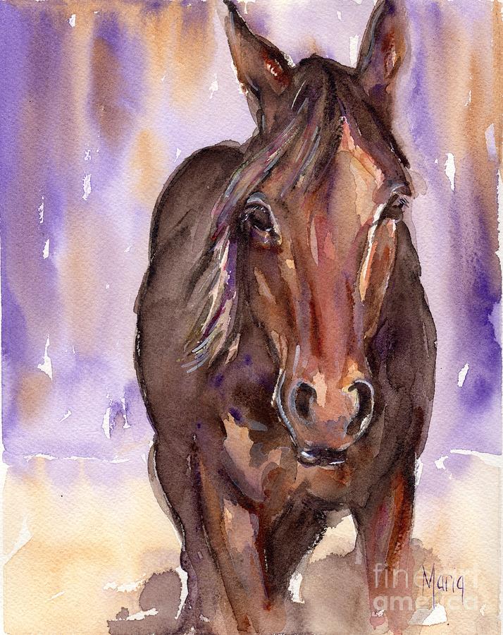Horse watercolor painting The Little Horse Painting by Maria Reichert
