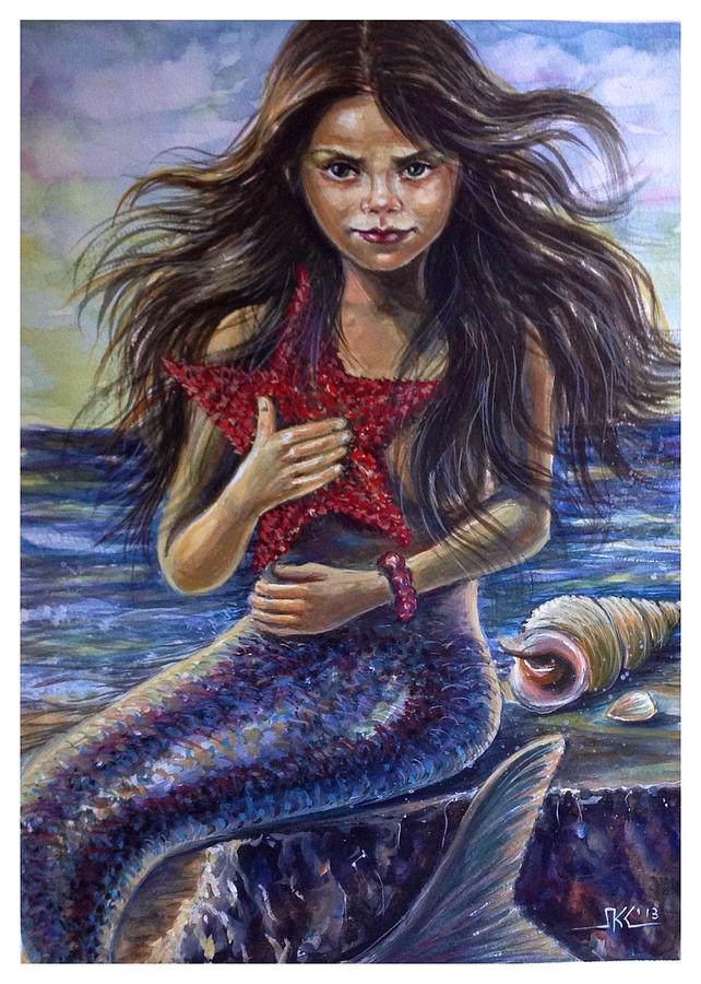 The little mermaid Painting by Katerina Kovatcheva