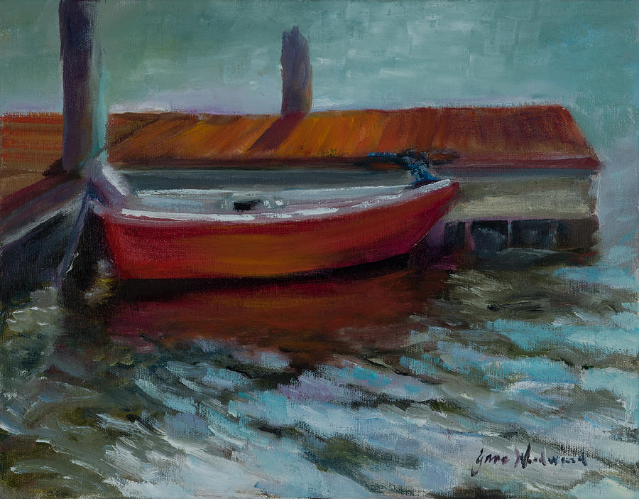 Jane Woodard Painting - The Little Red Boat by Jane Woodward Jane Woodard Painting - The Little Red Boat by Jane Woodward