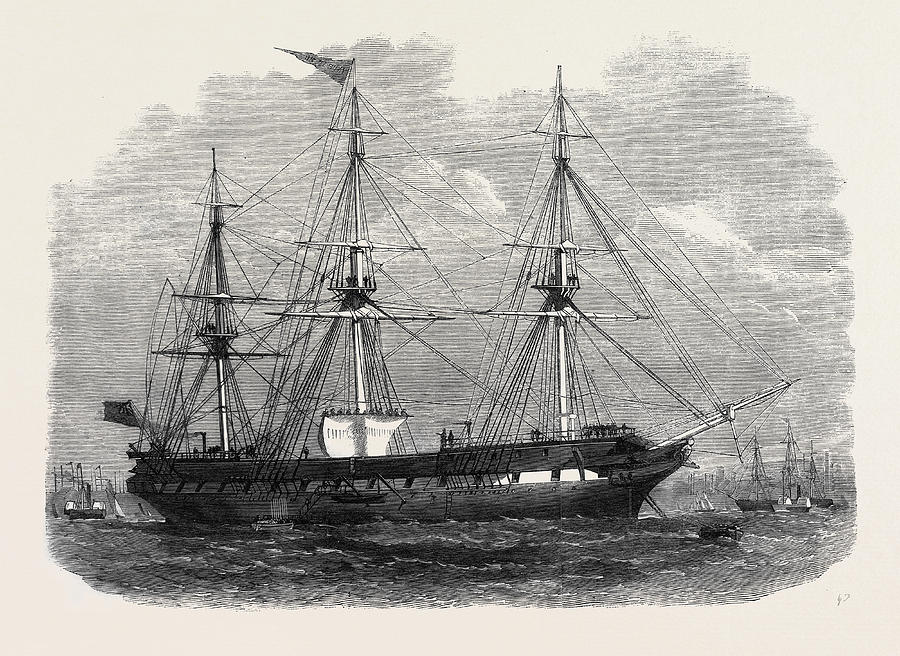 The Liverpool Training Ship Indefatigable Uk 1866 Drawing by English ...