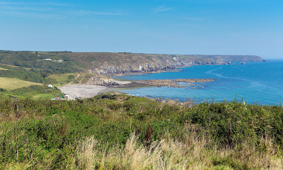 The Lizard peninsula coastline Cornwall towards Kennack Sands and ...