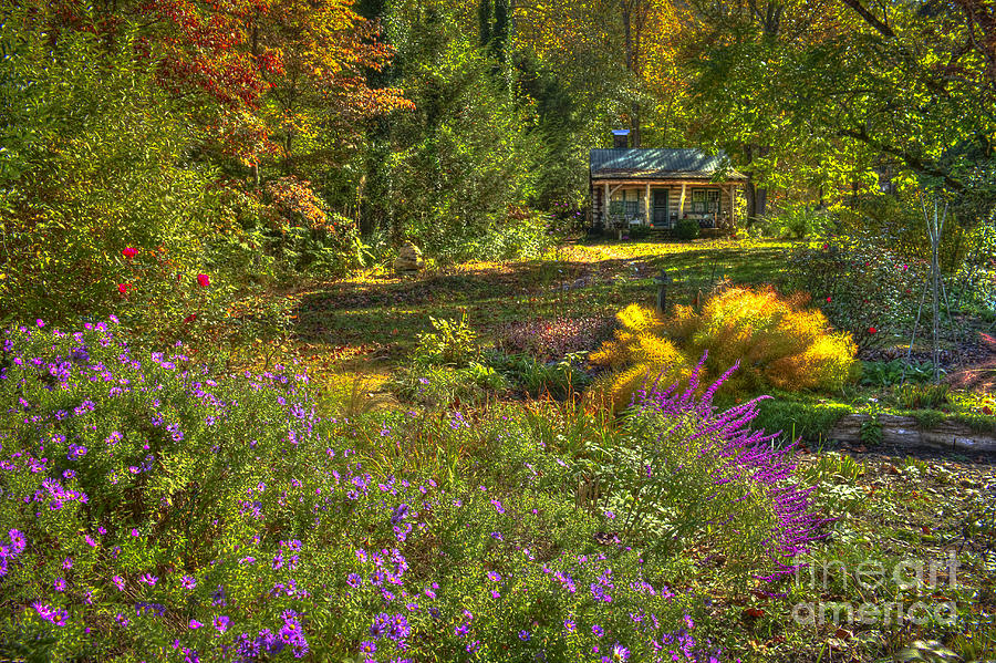 The Log Cabin Flower Beds Brevard NC Photograph by Reid Callaway