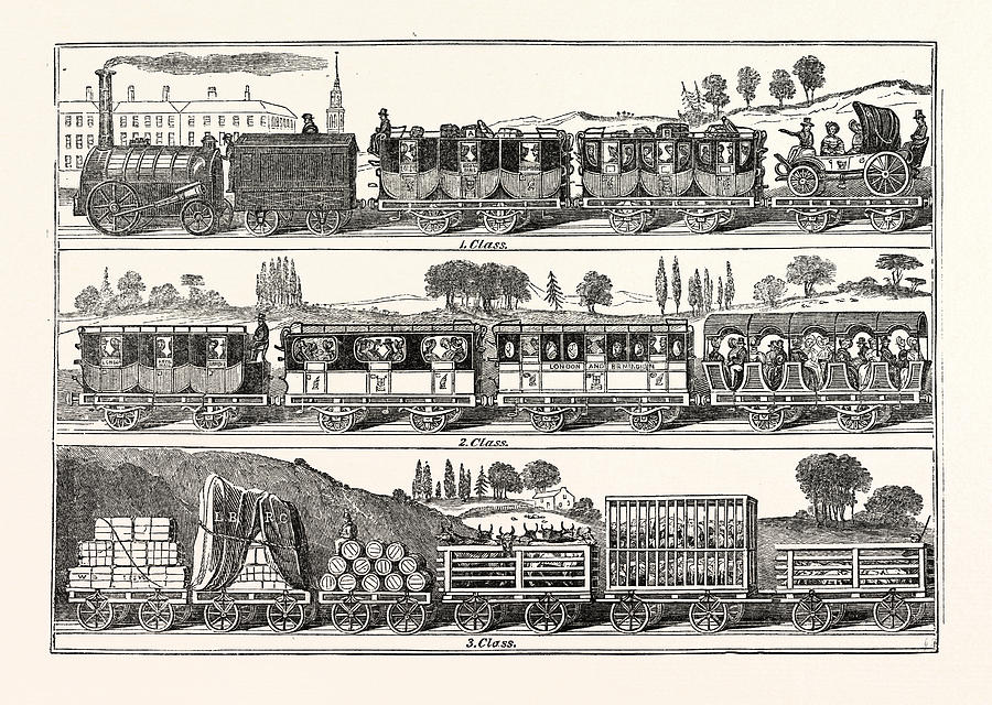 The London And Birmingham Railway Carriages, Uk, Britain Drawing by