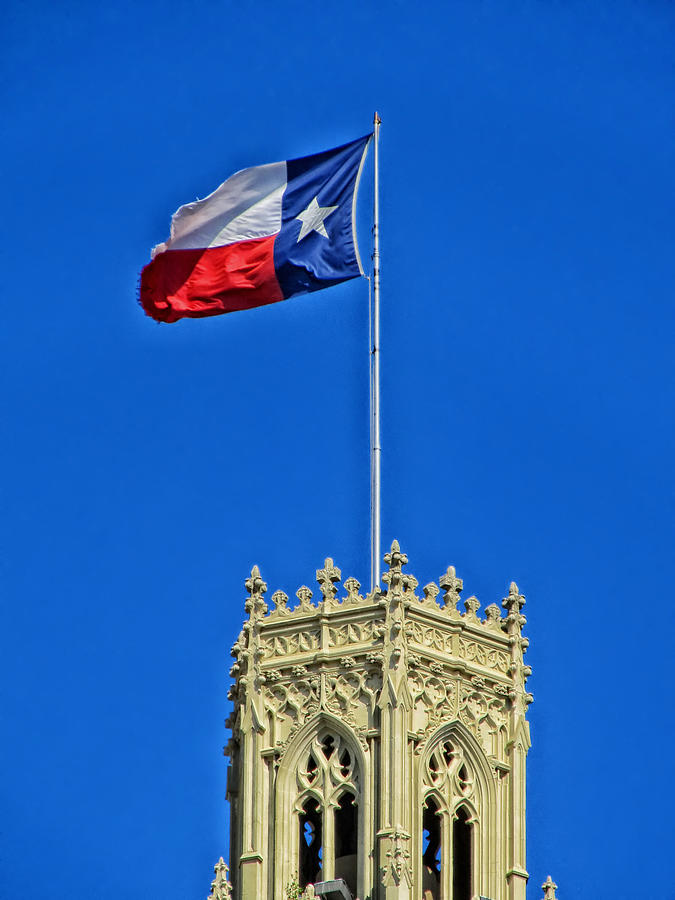San Antonio Photograph - The Lone Star Flag over the Emily Moran Hotel - San Antonio by Mountain Dreams