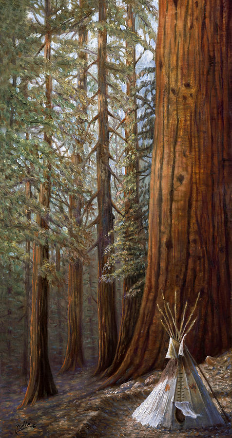 Music Painting - The Lone Tee Pee Redwood by Gregory Perillo