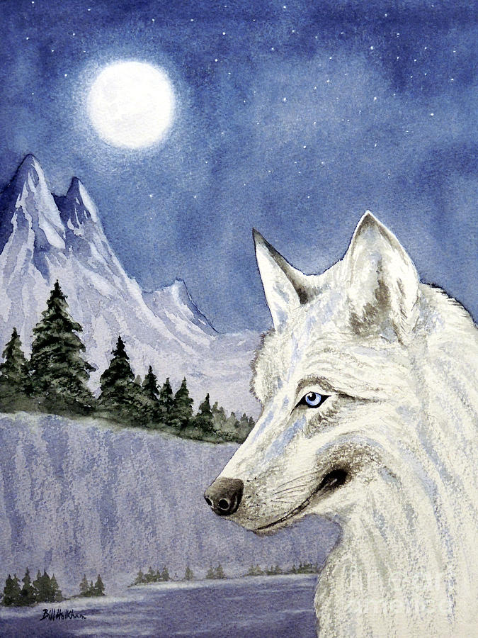 Wolves Painting - The Lone Wolf by Bill Holkham
