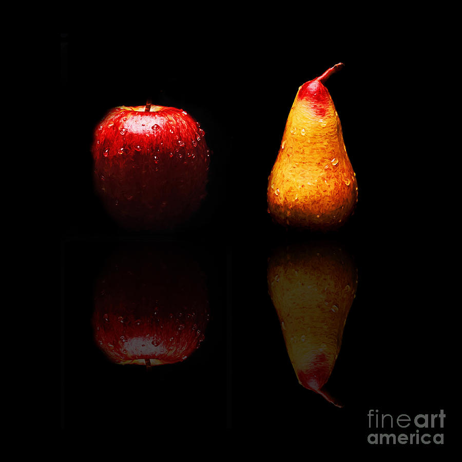 The Lonely Apple And Tears Of A Sad Pear  Photograph by Andee Design