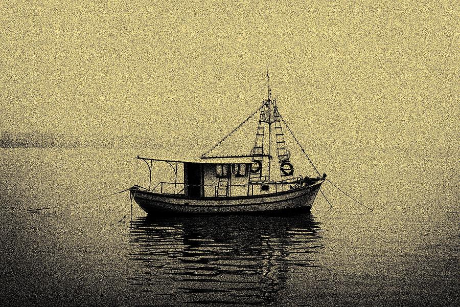 Boat Pyrography - The lonely boat by Martin Hristov