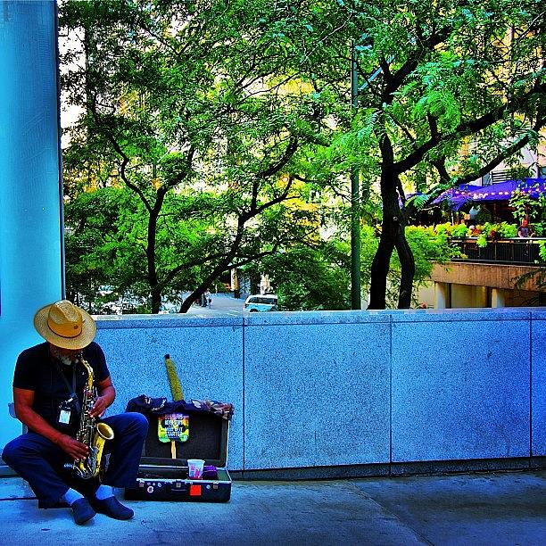Chicago Photograph - The Lonely Street Musician. #chicago by Brian Stoneman