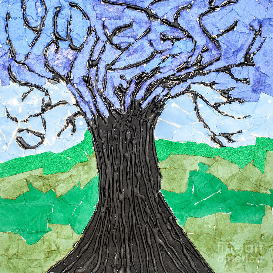 Nature Mixed Media - The Lonely Tree by Amanda Elwell