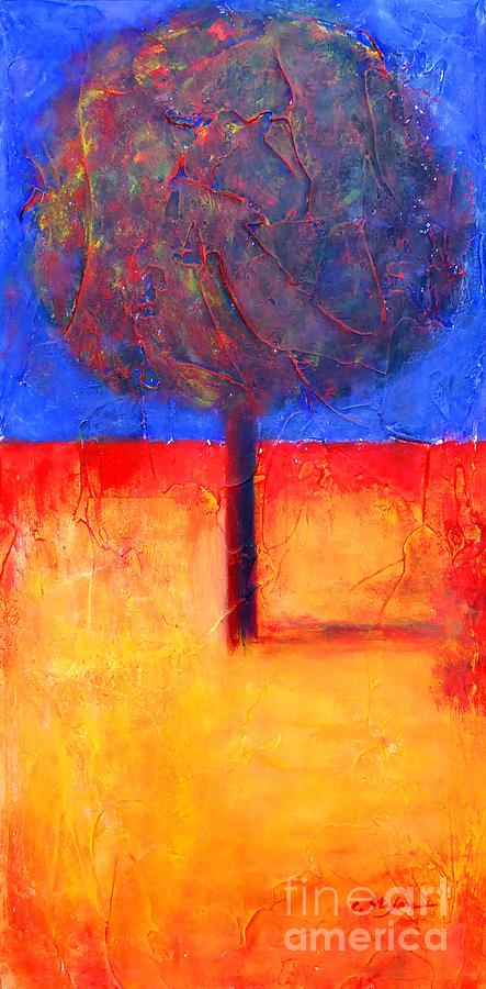 The Lonely Tree in Autumn Painting by Cristina Stefan