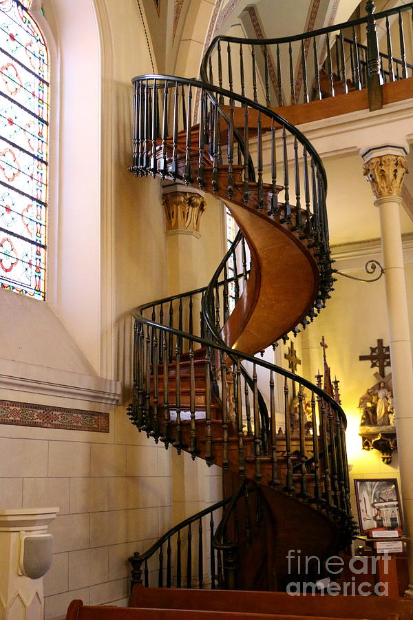 Architecture Photograph - The Loretto Chapel Spiral Staircase by Christiane Schulze Art And Photography