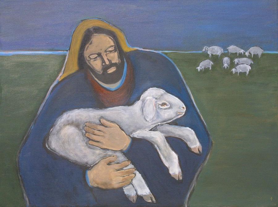 Jesus Christ Painting - The Lost Sheep by Ann Lukesh