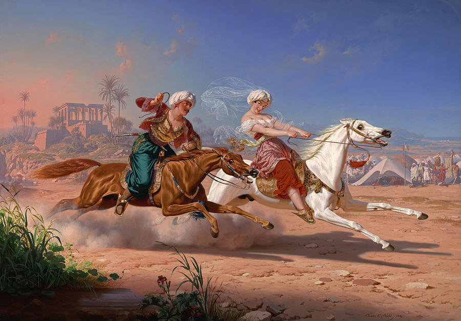 Horse Painting - The Love Chase by Charles Christian Nahl