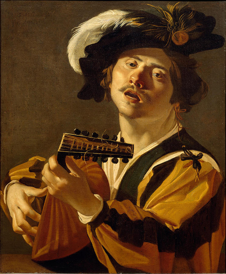 The Lute Player Painting - The Lute Player by Dirck van Baburen