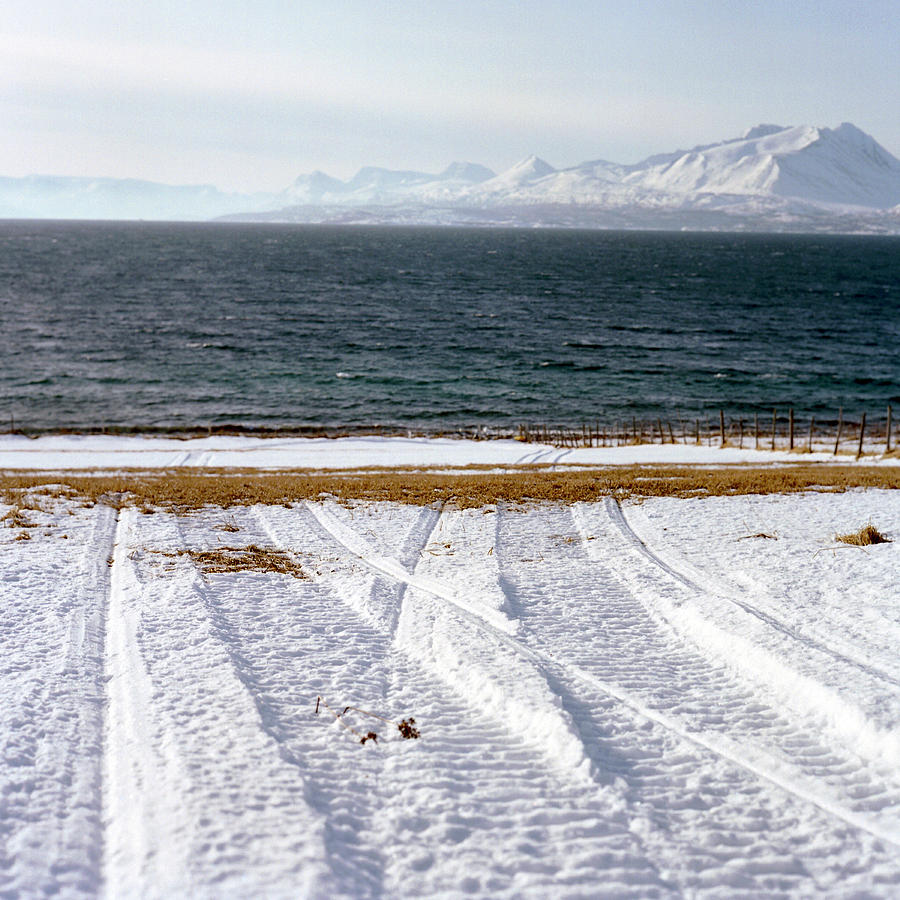Coast Photograph - The Lyngen Alps And Snowmobile Tracks by Kari Medig Coast Photograph - The Lyngen Alps And Snowmobile Tracks by Kari Medig