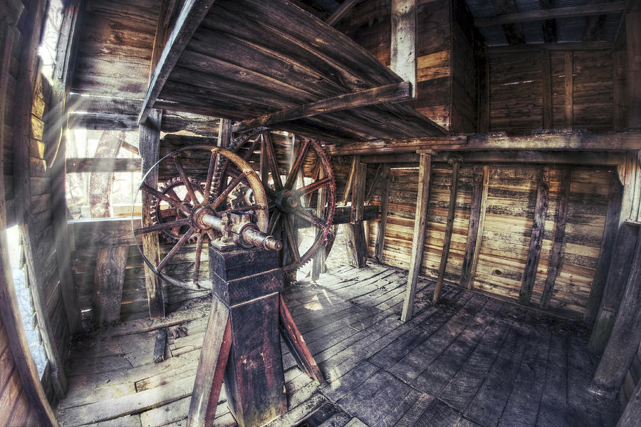 The Machinery of Falling Spring Mill - Missouri - Steampunk Photograph by Jason Politte