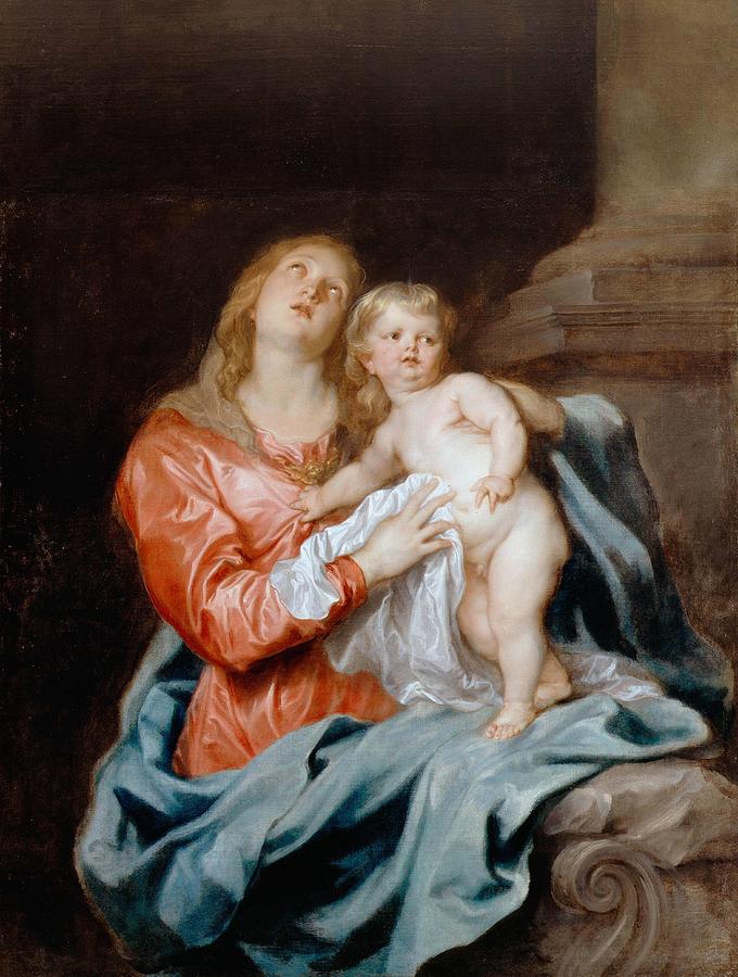 London Painting - The Madonna and Child by Anthony van Dyck
