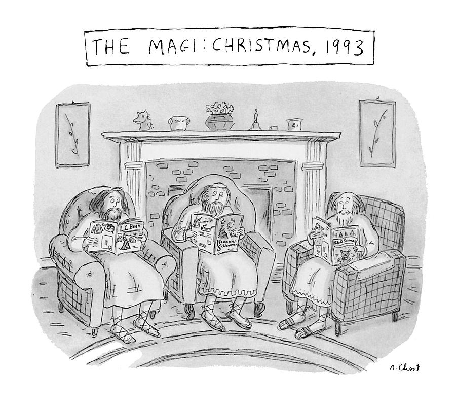 Consumerism Drawing - The Magi:  Christmas by Roz Chast