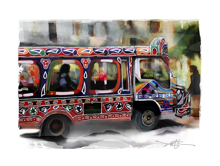 Transportation Painting - The Magic Bus by Bob Salo