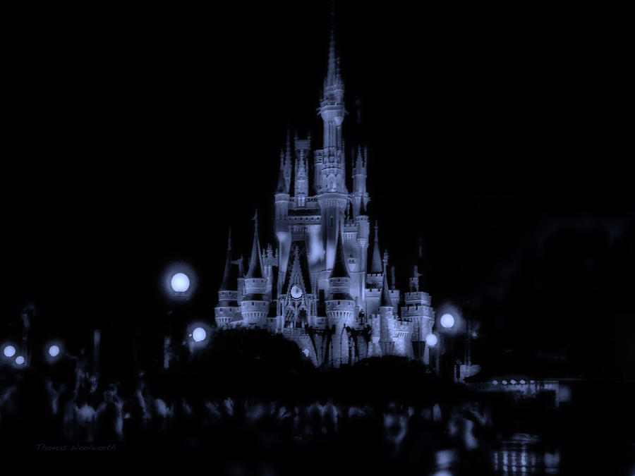 Surrealism Photograph - The Magic Kingdom Castle At Midnight In Blue by Thomas Woolworth
