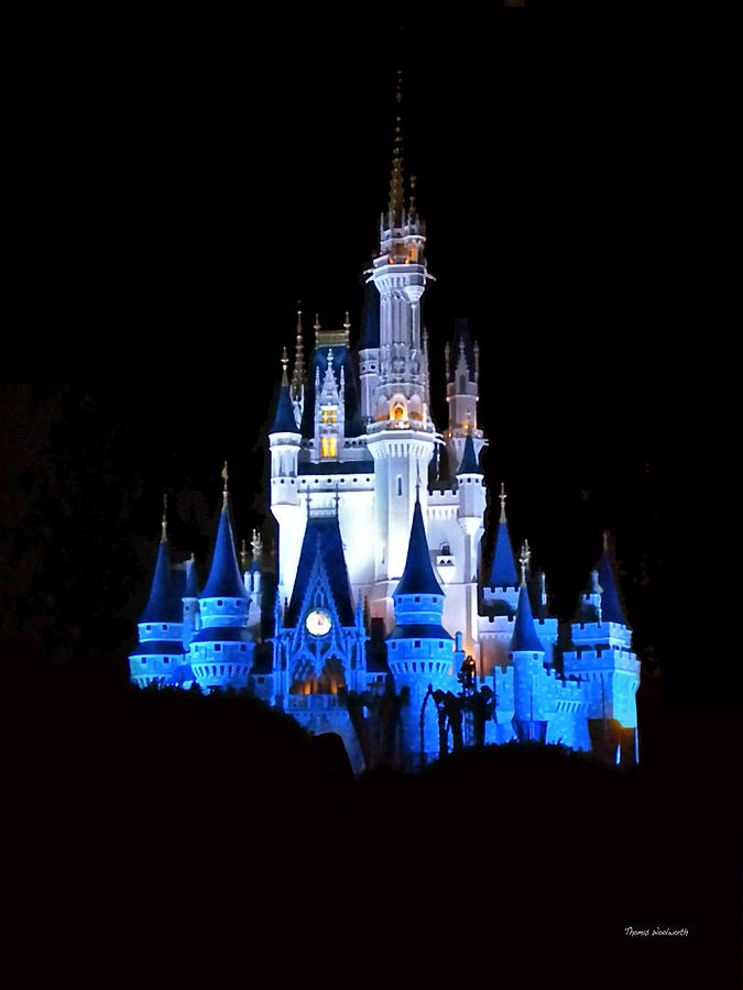Castle Photograph - The Magic Kingdom Castle in Blue Walt Disney World FL by Thomas Woolworth