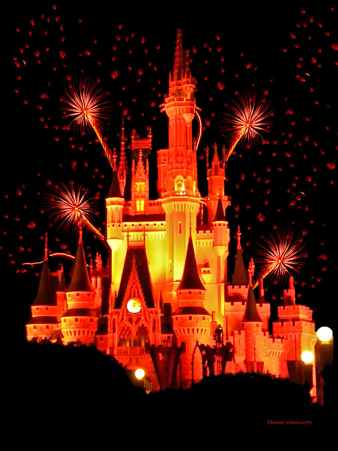 Castle Photograph - The Magic Kingdom Castle in Orange Walt Disney World FL by Thomas Woolworth