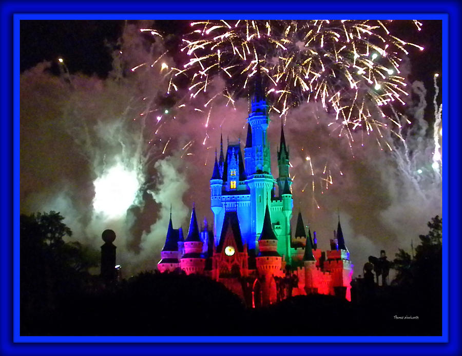 Castle Photograph - The Magic Kingdom Castle in Rainbow with fireworks Walt Disney World FL by Thomas Woolworth