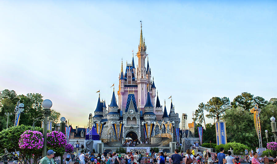 Castle Photograph - The Magic Kingdom Castle On A Beautiful Summer Day Horizontal by Thomas Woolworth