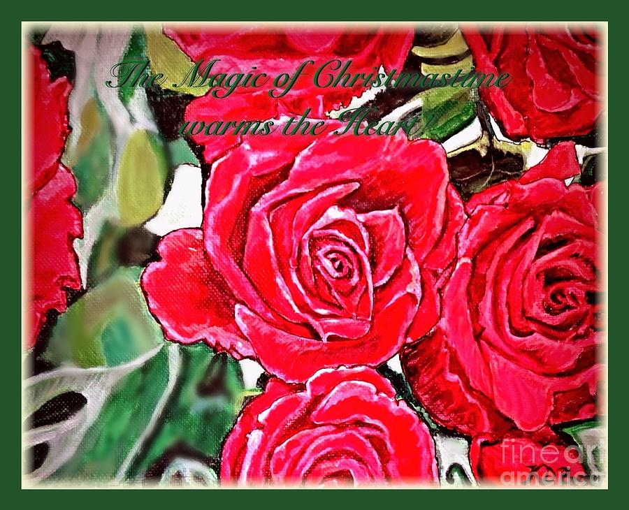 The Magic of Christmastime in Red Roses Traditional Painting by Kimberlee Baxter