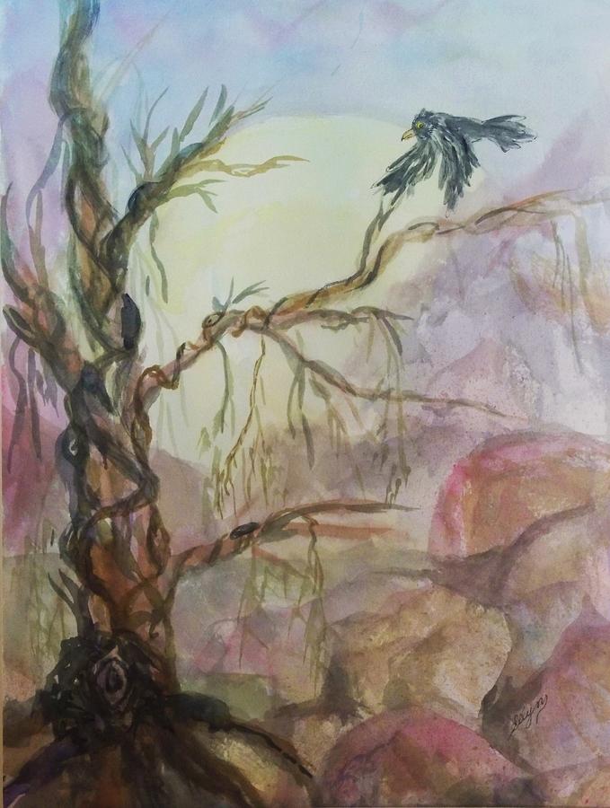 Raven Painting - The Magic Tree by Ellen Levinson